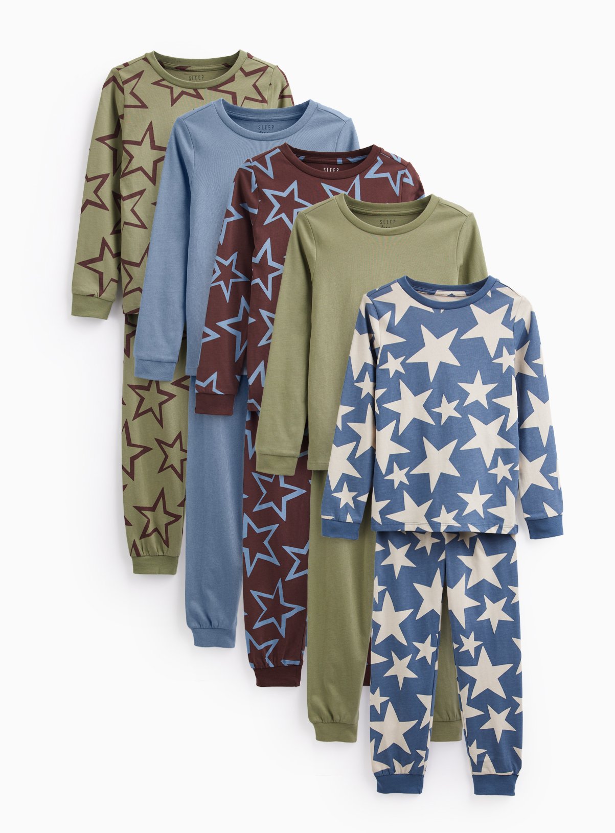 Star Print Pyjama Sets 5-Pack 9-10 years - Image 1 thumbnail
